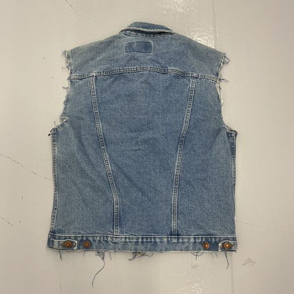 Vintage Y2k Wrangler Blue Western Denim Cut Off Jean Vest - Picture 4 of 5